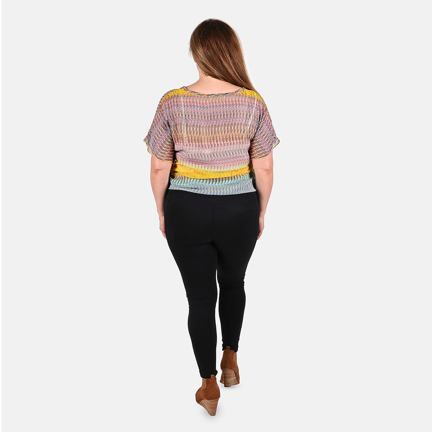 Tamsy Multi Color Mesh Blouse with Waist Tie - One Size Fits Most