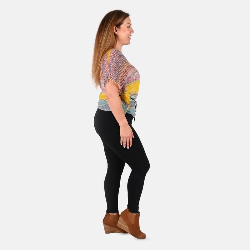 Tamsy Multi Color Mesh Blouse with Waist Tie - One Size Fits Most