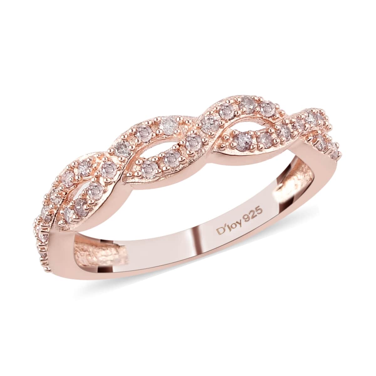 Natural Pink Diamond I3 Braided Twist Eternal Band Ring in Vermeil Rose Gold Over Sterling Silver (Size 6.0) 0.25 ctw image number 0