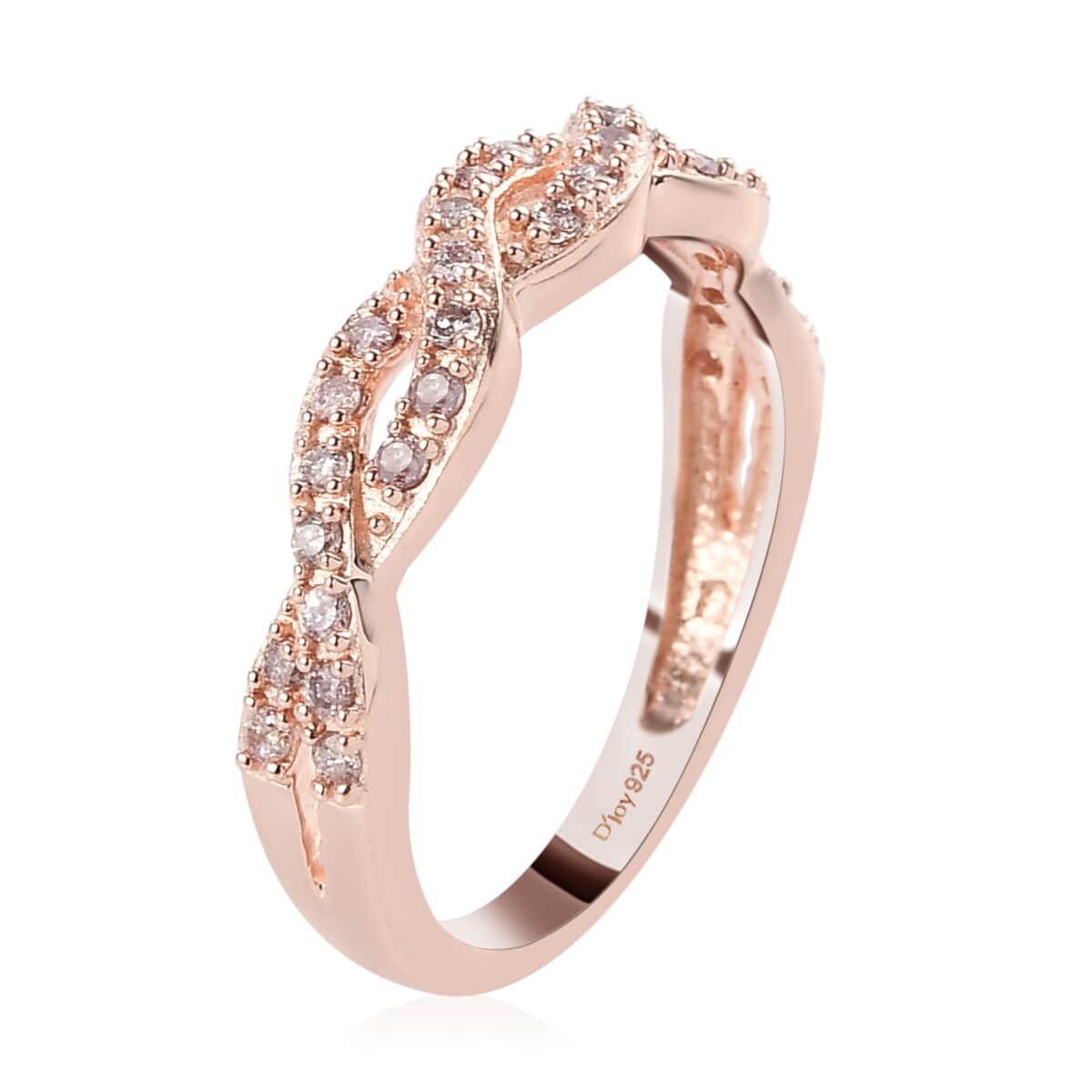 Natural Pink Diamond I3 Braided Twist Eternal Band Ring in Vermeil Rose Gold Over Sterling Silver (Size 6.0) 0.25 ctw image number 3