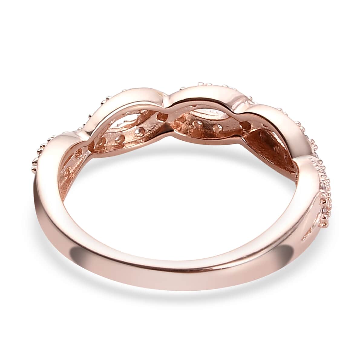 Natural Pink Diamond I3 Braided Twist Eternal Band Ring in Vermeil Rose Gold Over Sterling Silver (Size 6.0) 0.25 ctw image number 4