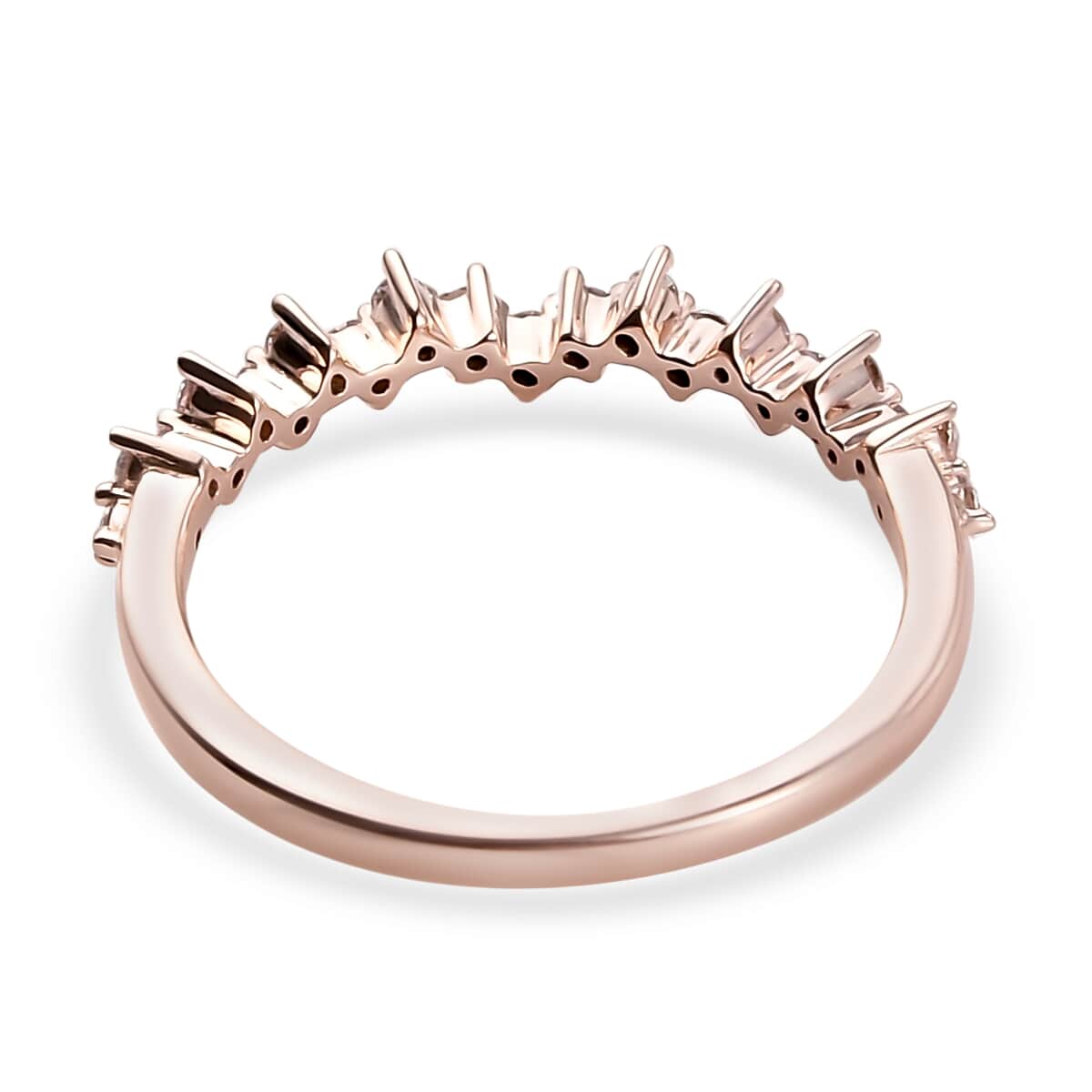 Natural Pink Diamond I3 Chevron Pattern Dainty Band Ring in Vermeil Rose Gold Over Sterling Silver (Size 6.0) 0.20 ctw image number 4