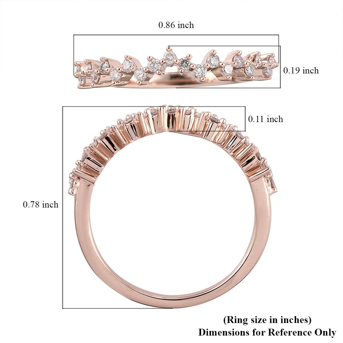 Natural Pink Diamond I3 Chevron Pattern Dainty Band Ring in Vermeil Rose Gold Over Sterling Silver 0.20 ctw image number 5