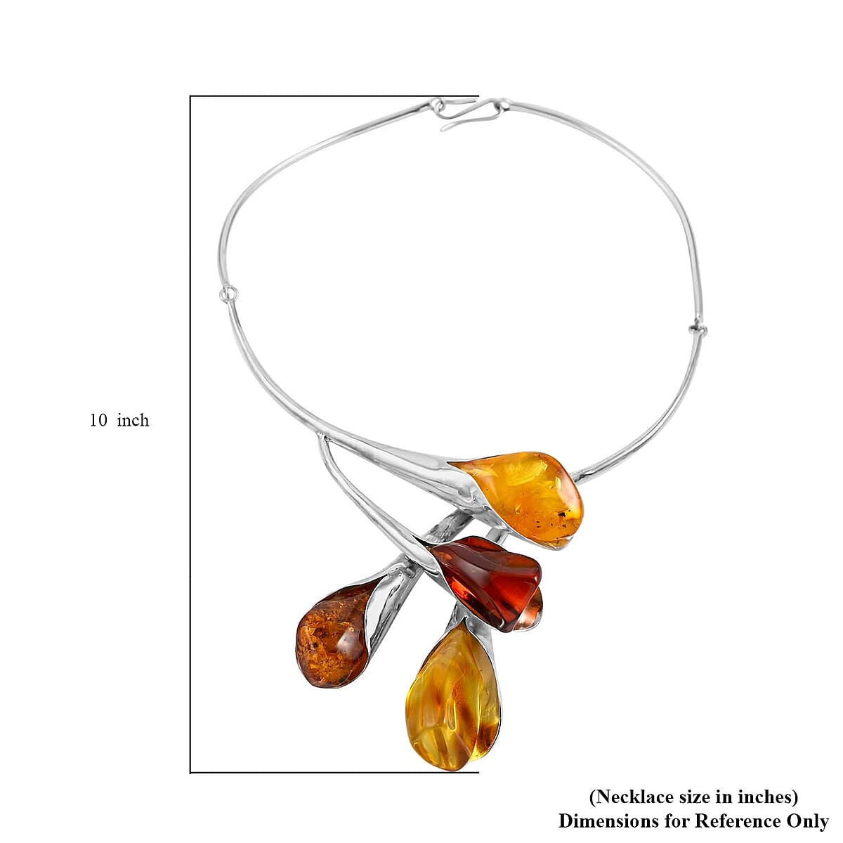 ONE OF A KIND Baltic Amber Choker Floral Necklace 16 Inches in Sterling Silver 87 Grams image number 5