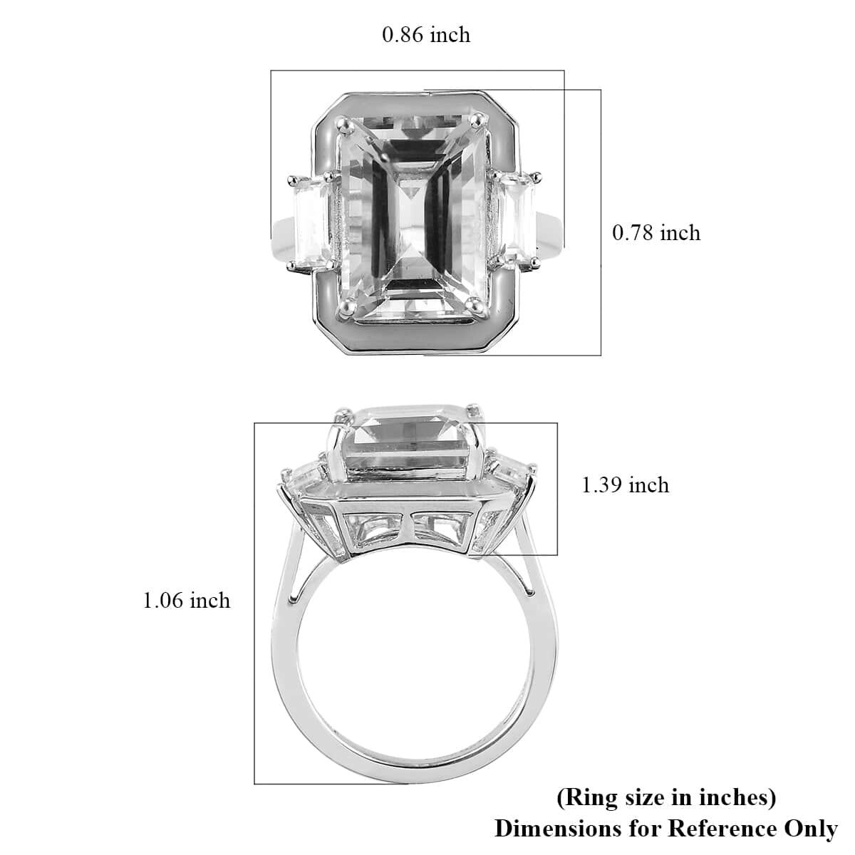 Montezuma Prasiolite and Natural White Zircon Ring in Platinum Over Sterling Silver (Size 7.0) 8.20 ctw image number 5