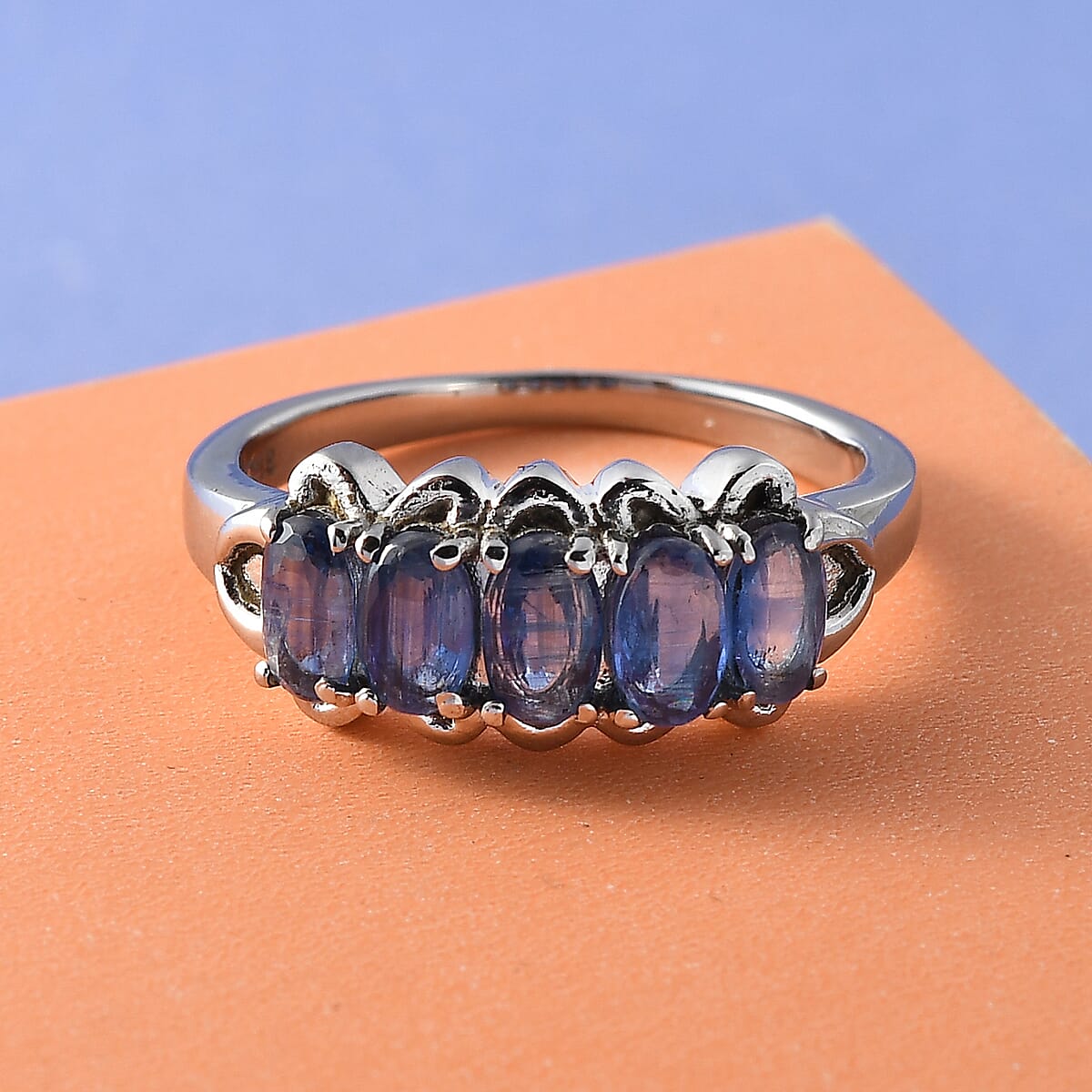 Kashmir Kyanite 5 Stone Ring in Stainless Steel (Size 7.0) 1.50 ctw image number 1