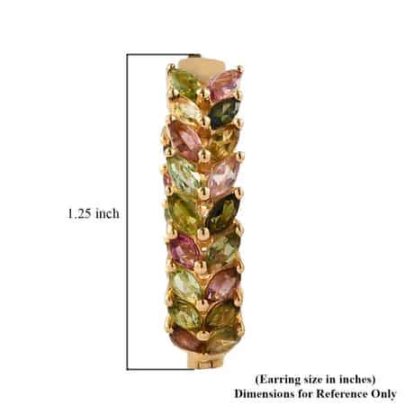 Multi-Tourmaline Inside Out Hoop Earrings in Vermeil Yellow Gold Over Sterling Silver 8.85 ctw image number 4