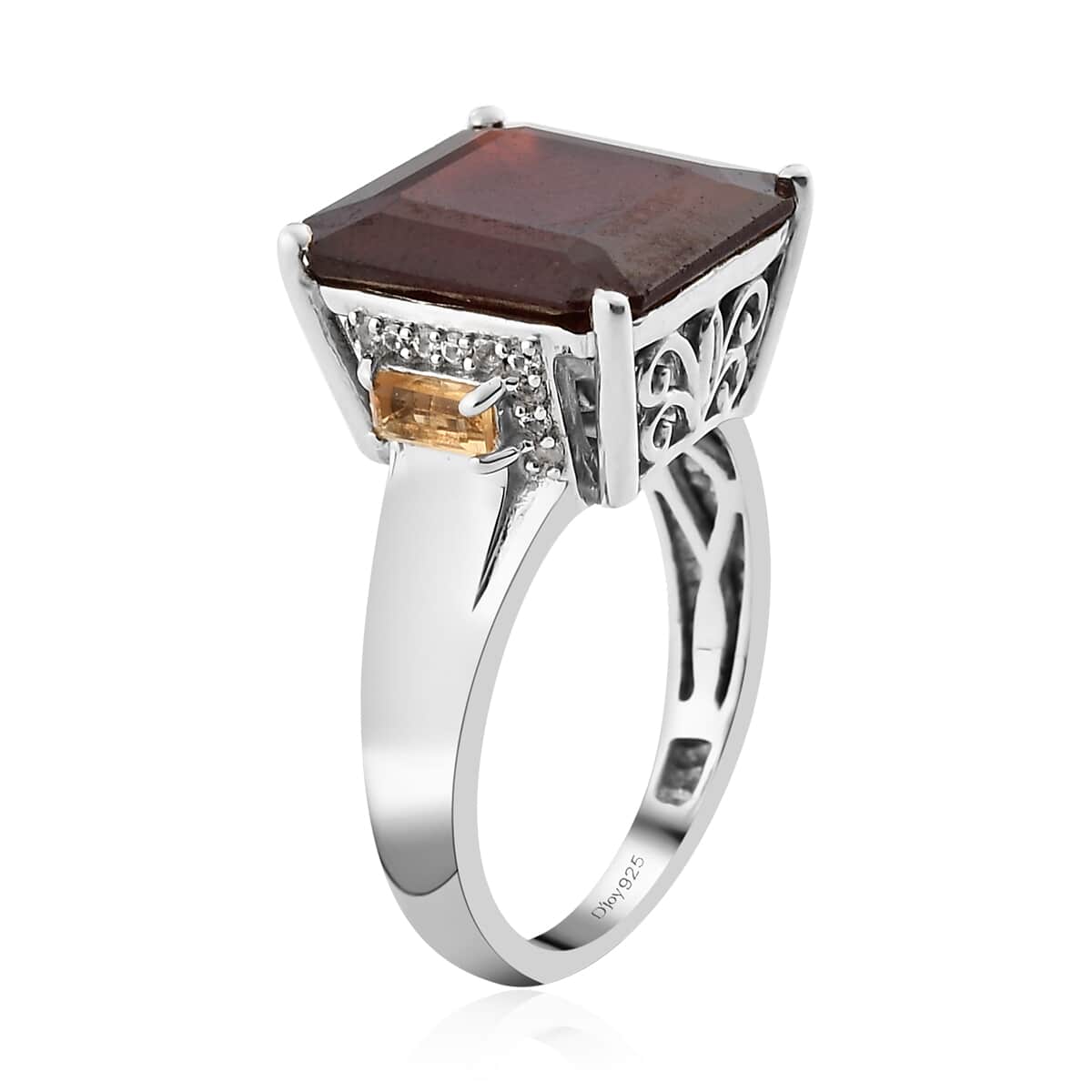 Ratnapura Hessonite Garnet and Multi Gemstone Ring in Platinum Over Sterling Silver 8.00 ctw image number 3