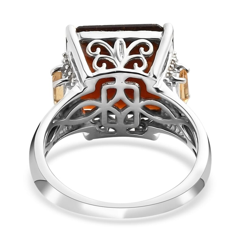 Ratnapura Hessonite Garnet and Multi Gemstone Ring in Platinum Over Sterling Silver (Size 10.0) 8.00 ctw