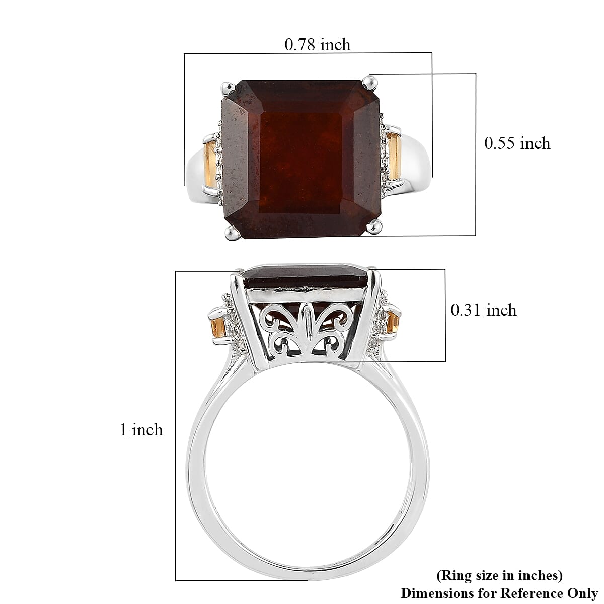 Ratnapura Hessonite Garnet and Multi Gemstone Ring in Platinum Over Sterling Silver (Size 10.0) 8.00 ctw