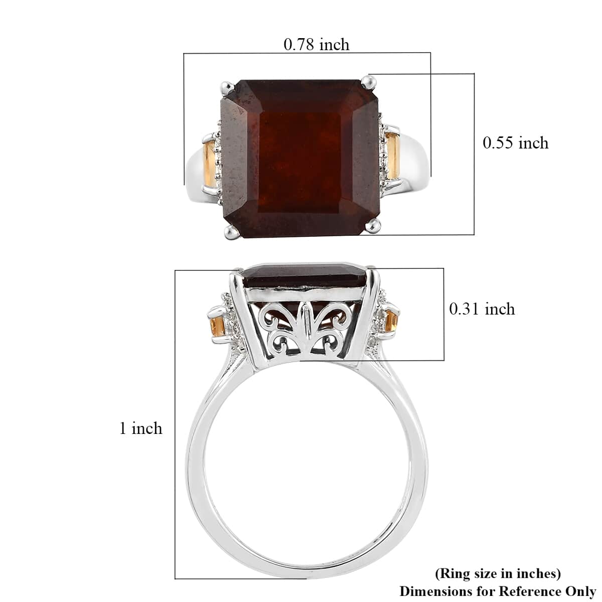 Ratnapura Hessonite Garnet and Multi Gemstone Ring in Platinum Over Sterling Silver (Size 10.0) 8.00 ctw image number 5