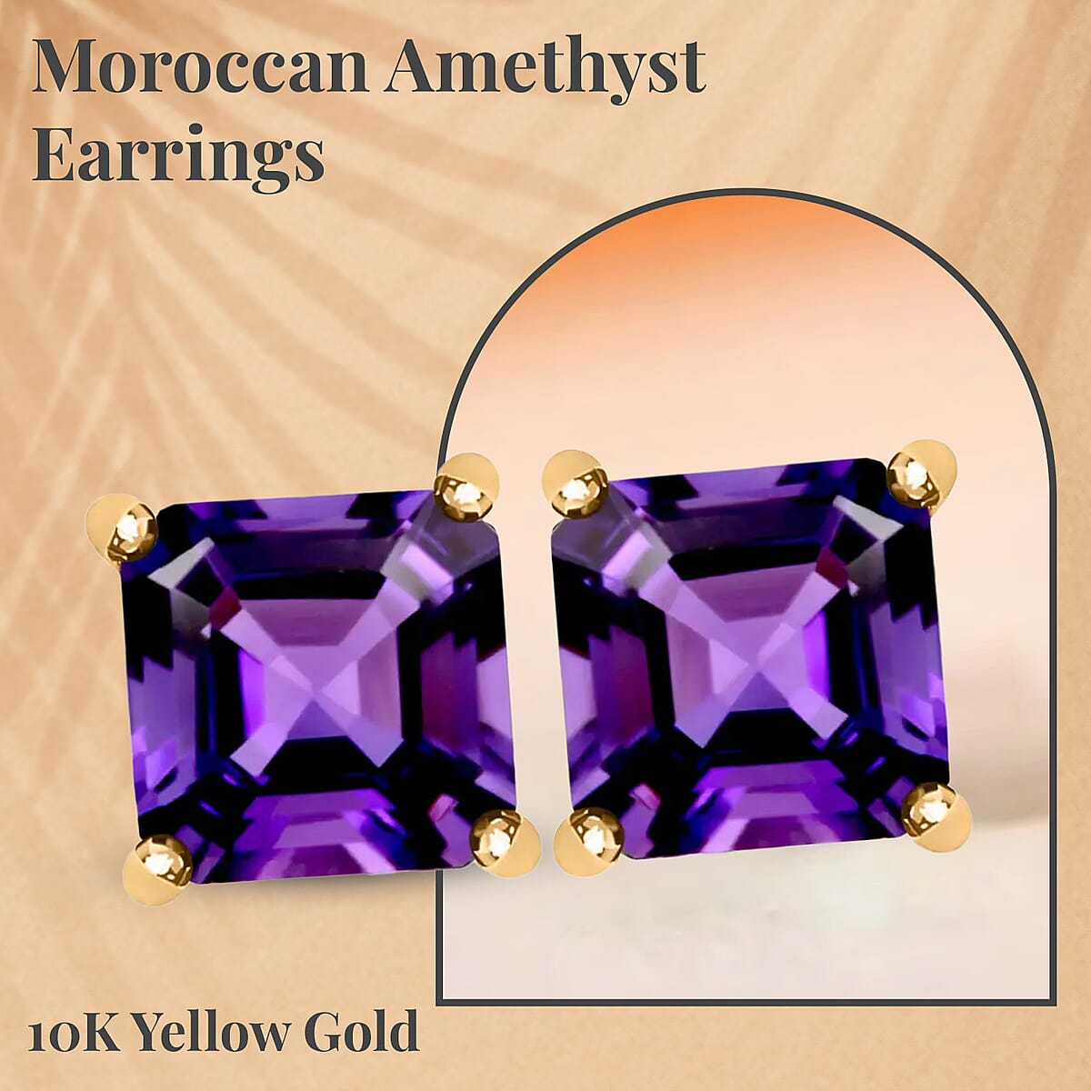 Luxoro 10K Yellow Gold Premium Moroccan Amethyst 1.25 ctw Solitaire Earrings, Gold Stud Earrings|Wedding Gifts For Her image number 2