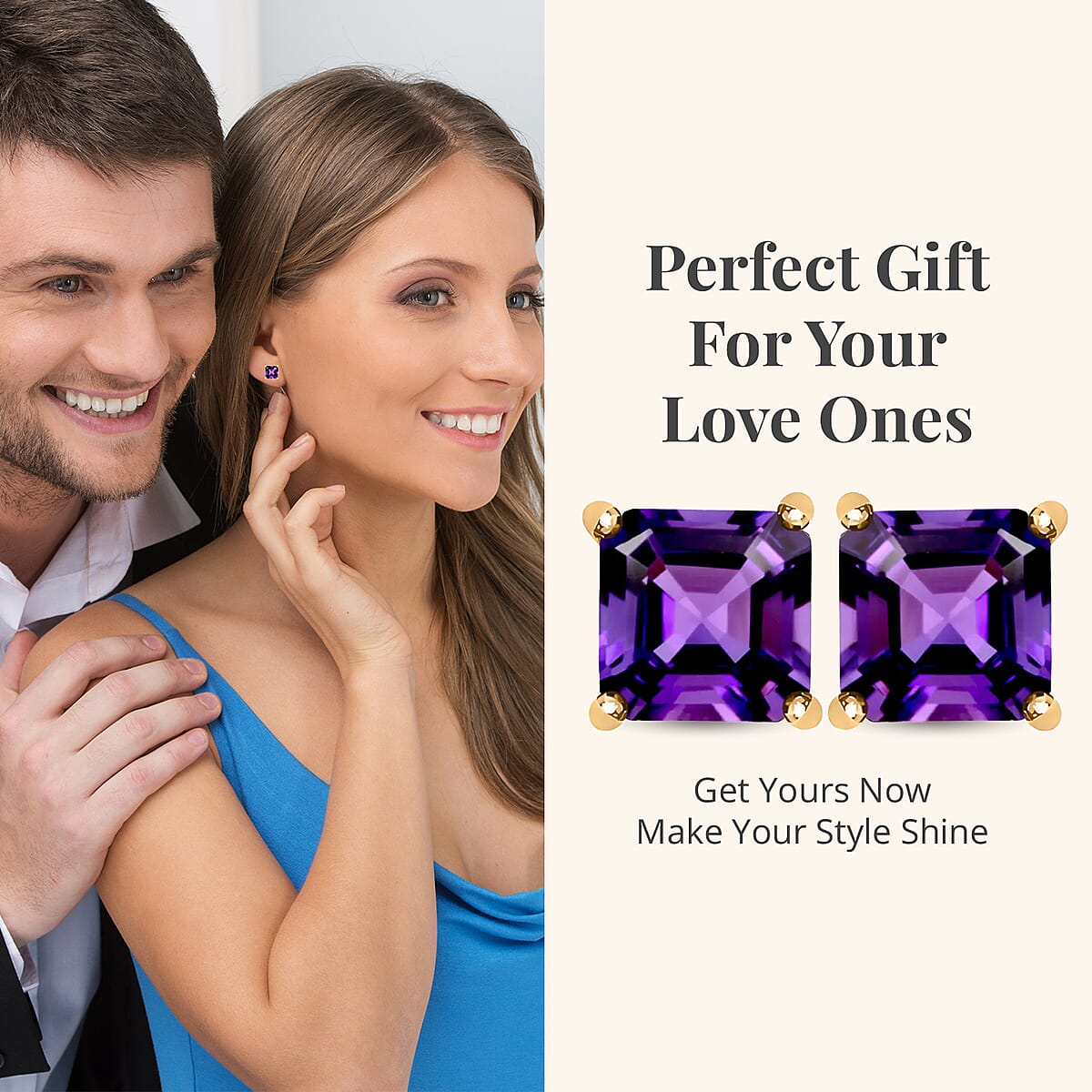 Luxoro 10K Yellow Gold Premium Moroccan Amethyst 1.25 ctw Solitaire Earrings, Gold Stud Earrings|Wedding Gifts For Her image number 4