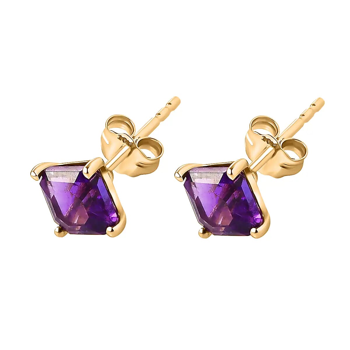Luxoro 10K Yellow Gold Premium Moroccan Amethyst 1.25 ctw Solitaire Earrings, Gold Stud Earrings|Wedding Gifts For Her image number 5