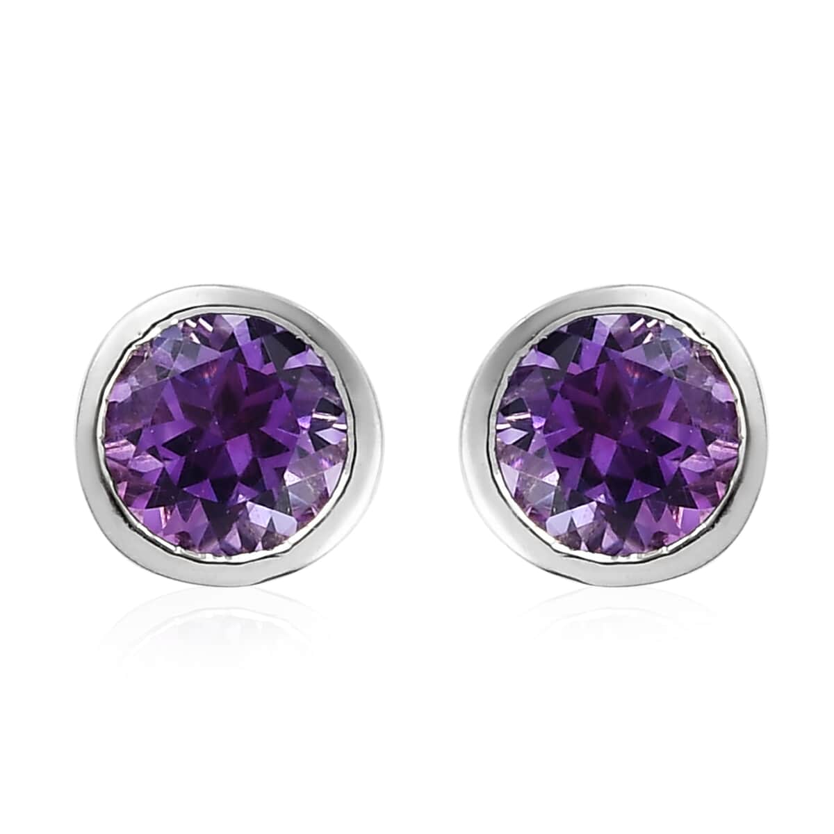 Moroccan Amethyst Solitaire Stud Earrings in Platinum Over Sterling Silver 1.60 ctw image number 0