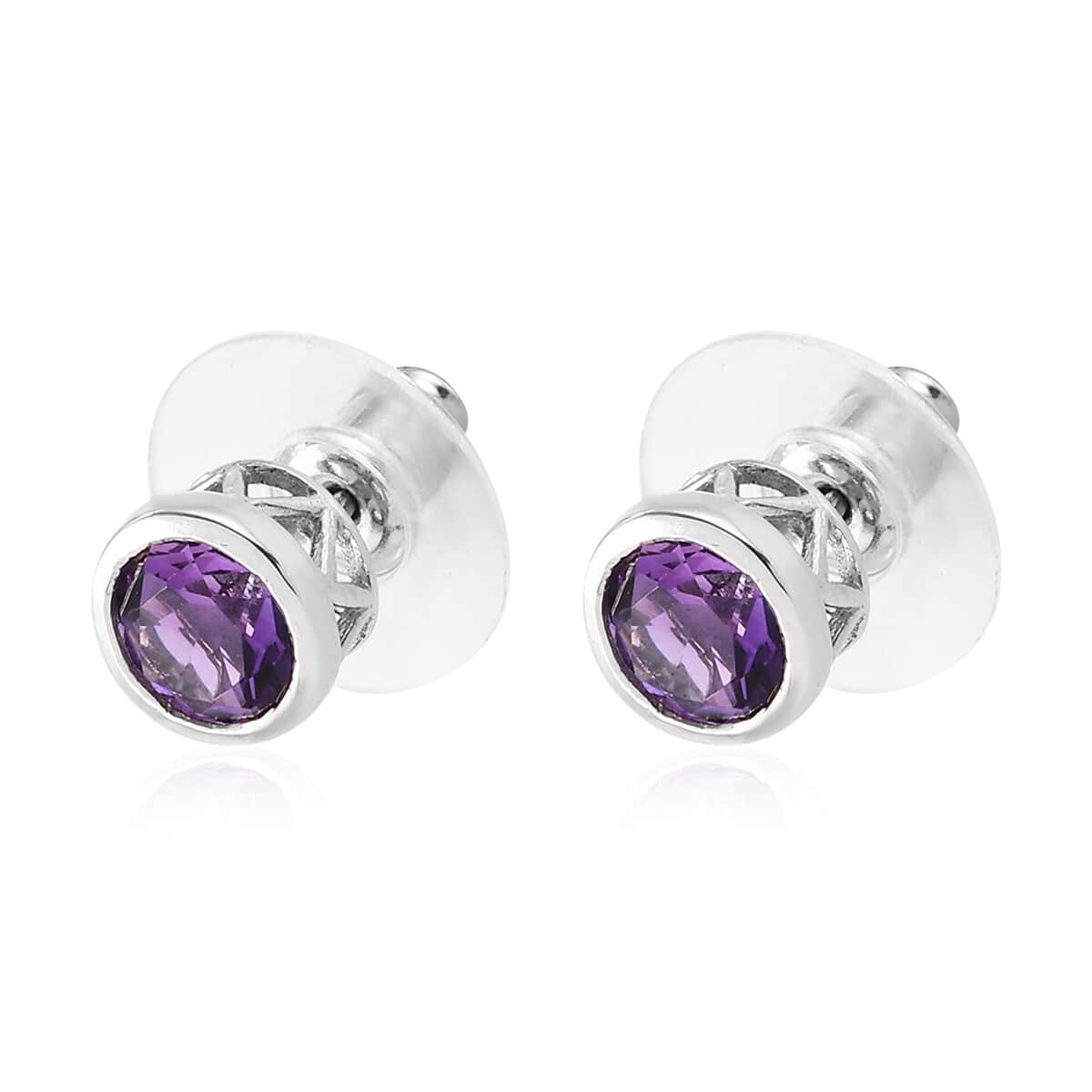 Moroccan Amethyst Solitaire Stud Earrings in Platinum Over Sterling Silver 1.60 ctw image number 3