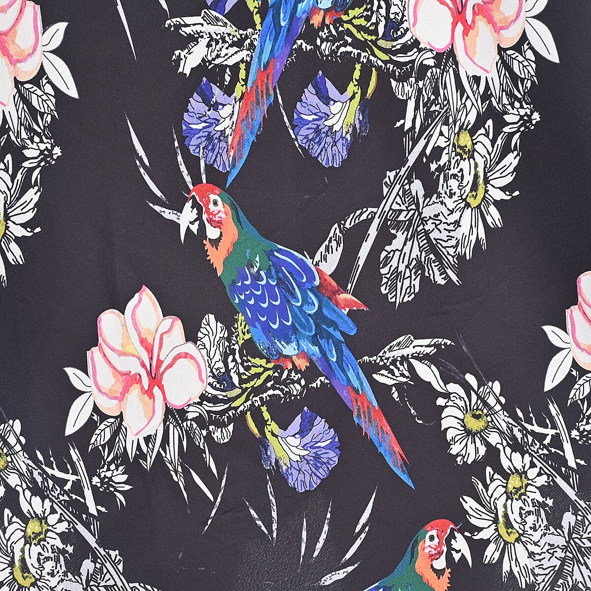 Tamsy Black and Blue Floral Print Handkerchief Kaftan Dress - One Size Fits Most | Holiday Dress | Swimsuit Cover Up | Beach Cover Ups | Holiday Clothes image number 4