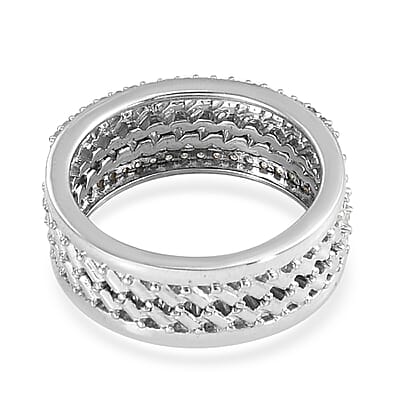 Natural Diamond Stackable Band Ring in Platinum Over Sterling Silver (Size 10.0) 0.50 ctw