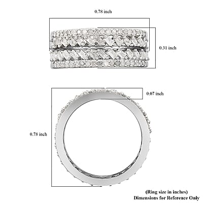 Natural Diamond Stackable Band Ring in Platinum Over Sterling Silver (Size 10.0) 0.50 ctw