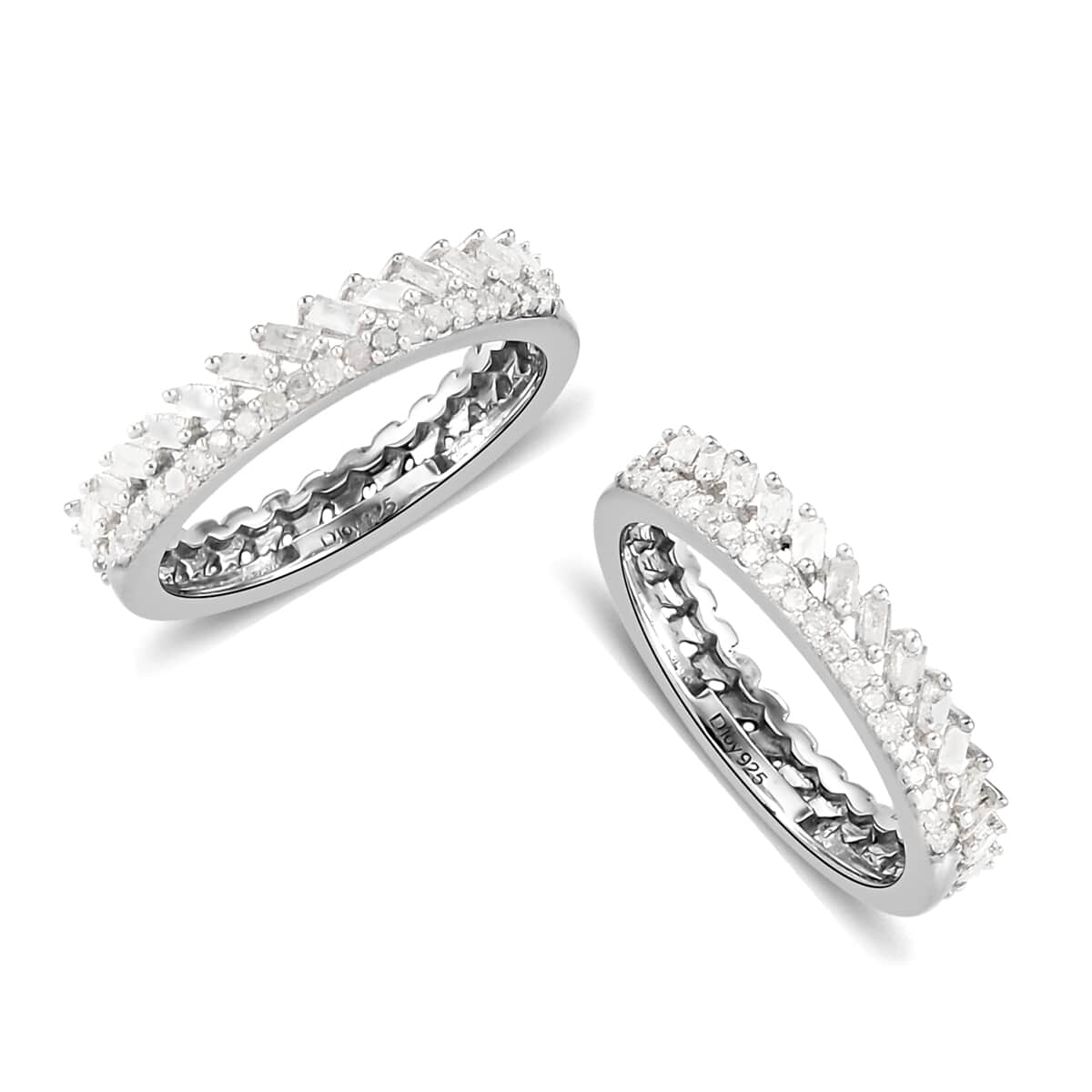 Natural Diamond Stackable Band Ring in Platinum Over Sterling Silver (Size 9.0) 0.50 ctw image number 0