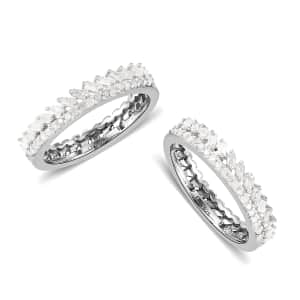 Natural Diamond Stackable Band Ring in Platinum Over Sterling Silver (Size 9.0) 0.50 ctw