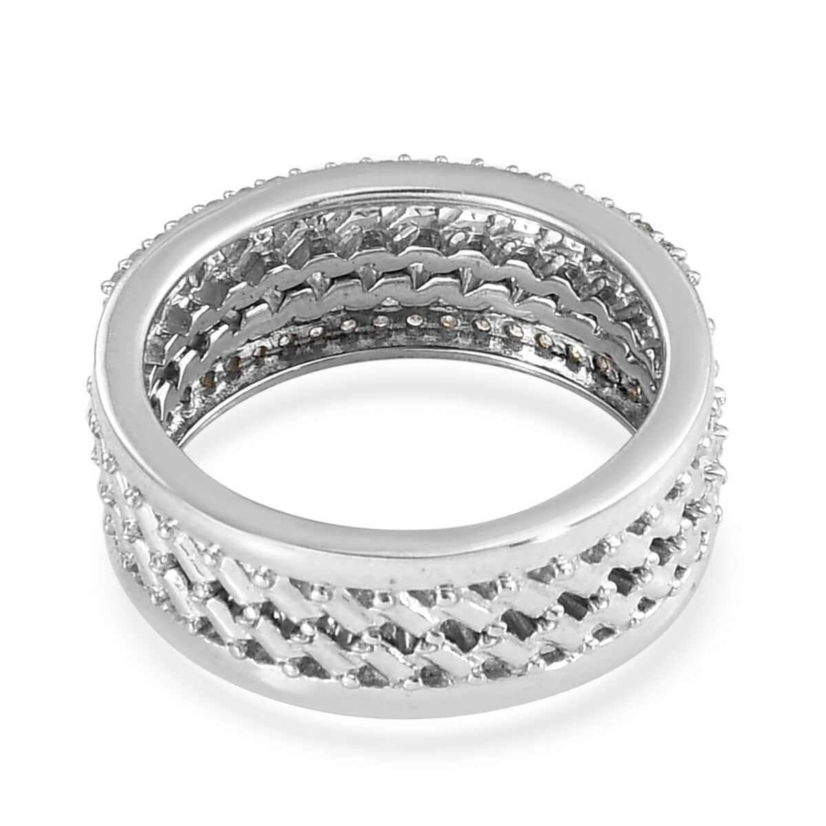 Natural Diamond Stackable Band Ring in Platinum Over Sterling Silver (Size 9.0) 0.50 ctw image number 5