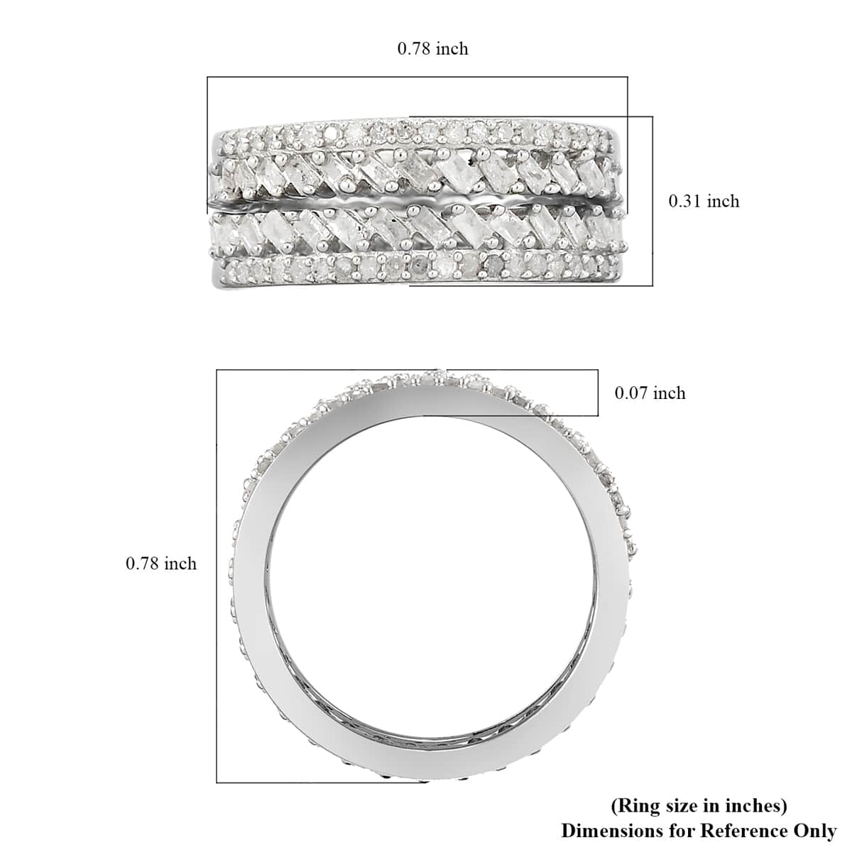 Natural Diamond Stackable Band Ring in Platinum Over Sterling Silver (Size 9.0) 0.50 ctw image number 6