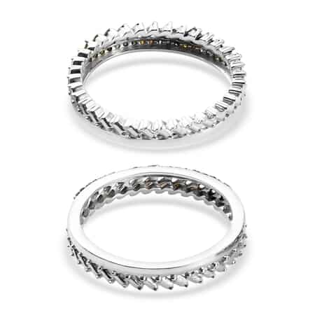 Multi Diamond Stackable Band Ring in Platinum Over Sterling Silver (Size 7.0) 0.50 ctw image number 3