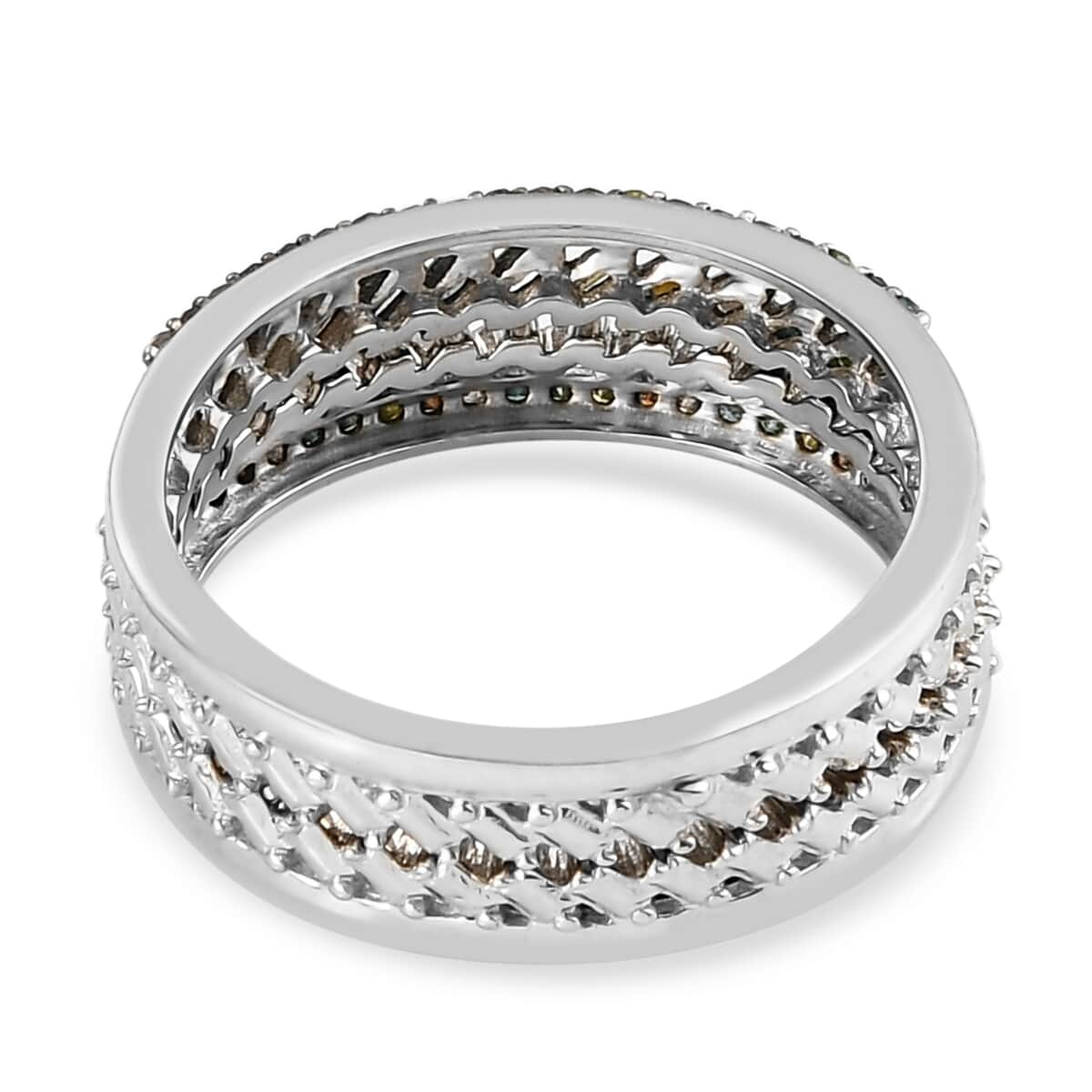 Multi Diamond Stackable Band Ring in Platinum Over Sterling Silver (Size 8.0) 0.50 ctw image number 5