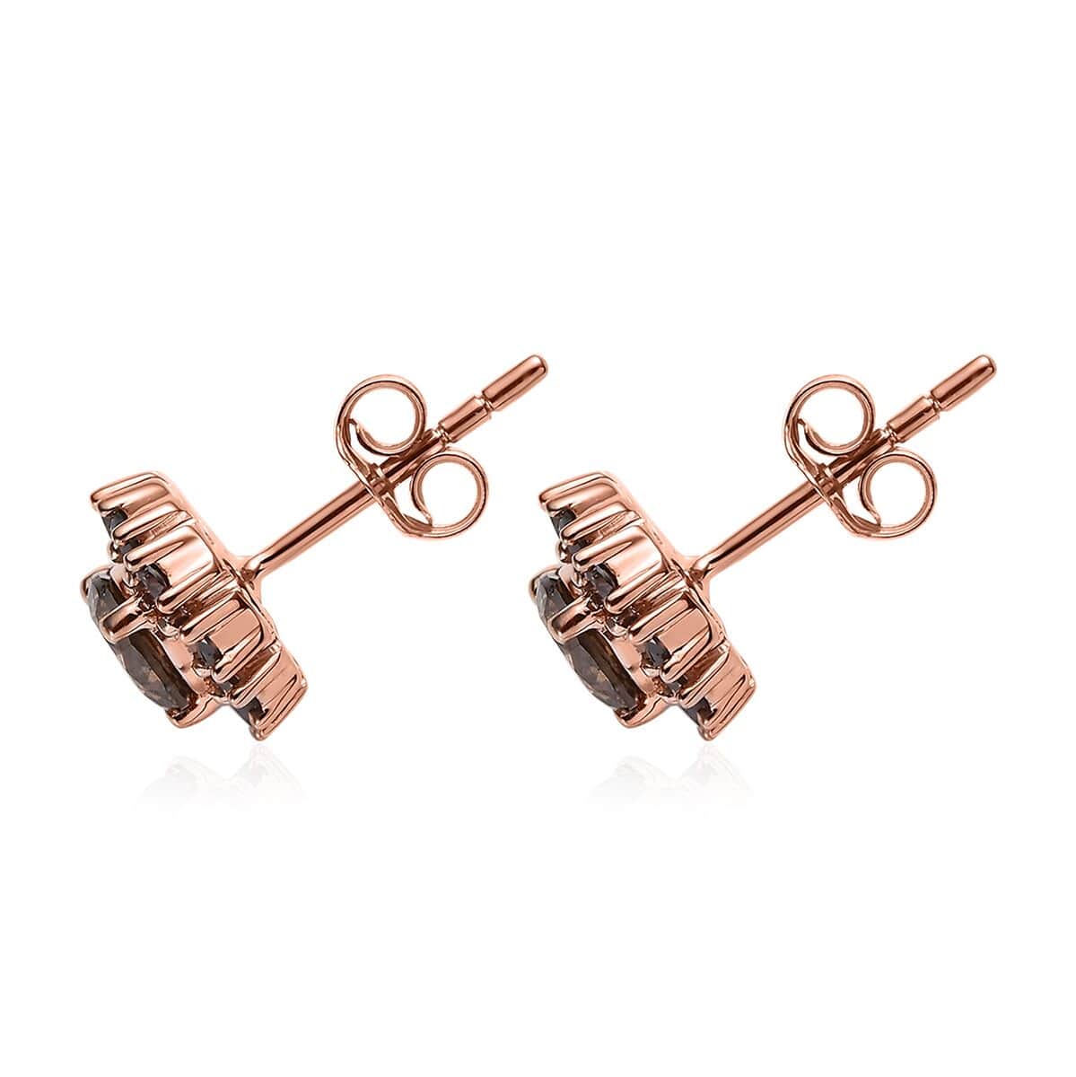 Luxoro 10K Rose Gold Natural Champagne Diamond Stud Earrings 1.00 ctw image number 3