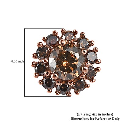 Luxoro 10K Rose Gold Natural Champagne Diamond Stud Earrings 1.00 ctw