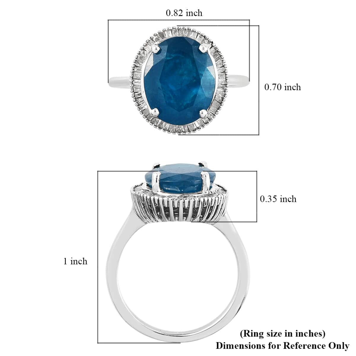Malgache Neon Apatite and Diamond Halo Ring in Platinum Over Sterling Silver (Size 7.0) 5.00 ctw image number 5