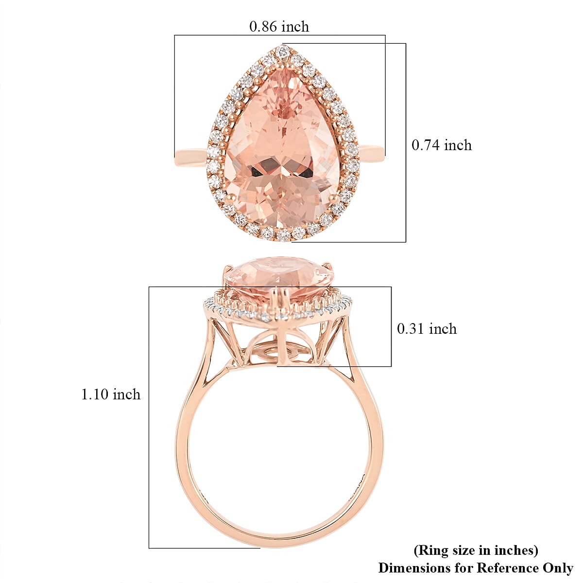 Iliana 18K Rose Gold AAA Marropino Morganite and G-H SI Diamond Ring (Size 9.5) 4.90 Grams 9.20 ctw image number 5