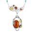Multi Color Amber Abstract Floral Station Choker Necklace with Extender 18-20 Inches in Sterling Silver 51 Grams image number 0