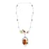 Multi Color Amber Abstract Floral Station Choker Necklace with Extender 18-20 Inches in Sterling Silver 51 Grams image number 2