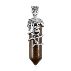 Tiger Eye Fancy Pendant in Platinum Over Copper 17.75 ctw