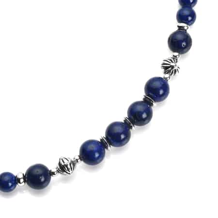 Lapis Lazuli and Resin Beaded Necklace 18-20 Inches in Silvertone 143.00 ctw image number 3