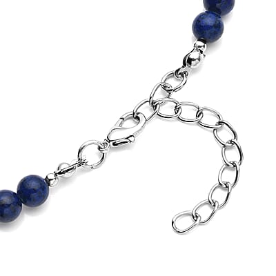 Lapis Lazuli and Resin 143.00 ctw Beaded Necklace in Silvertone 18-20 Inches