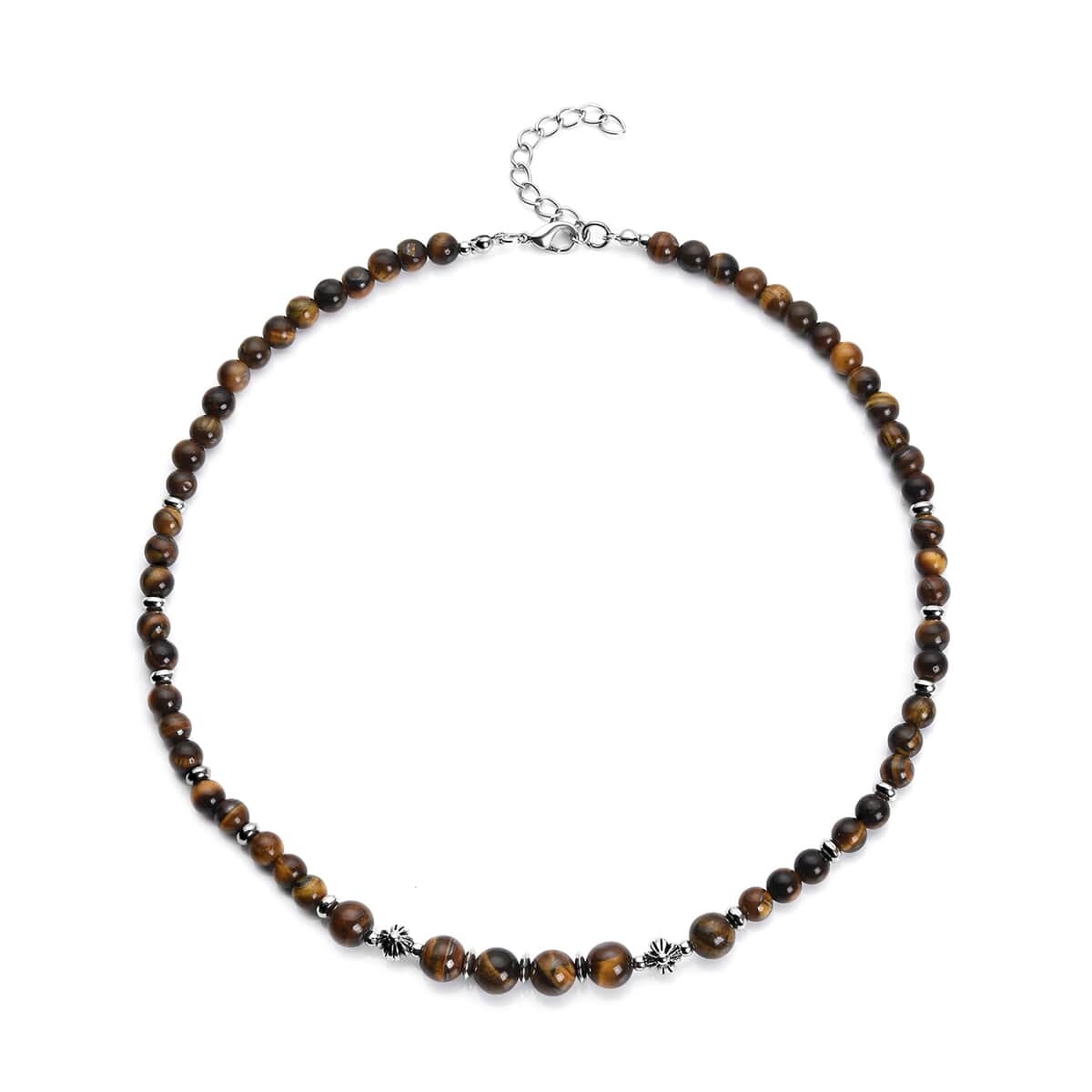 Yellow Tiger's Eye and Resin 143.00 ctw Beaded Necklace in Silvertone 18-20 Inches image number 0