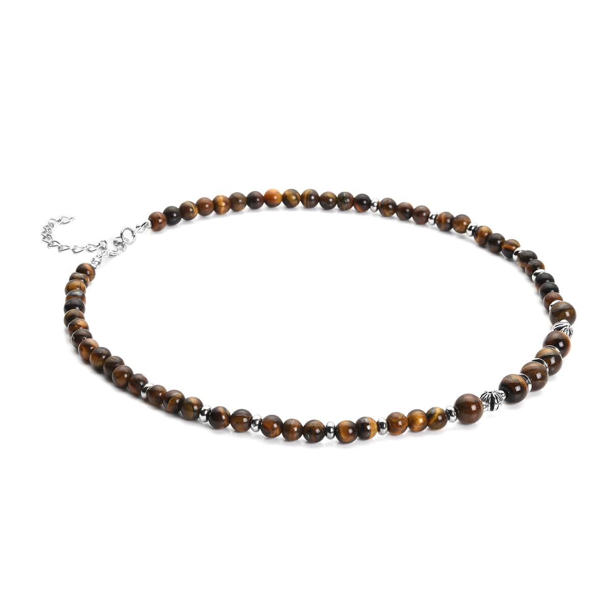 Yellow Tiger's Eye and Resin 143.00 ctw Beaded Necklace in Silvertone 18-20 Inches image number 2