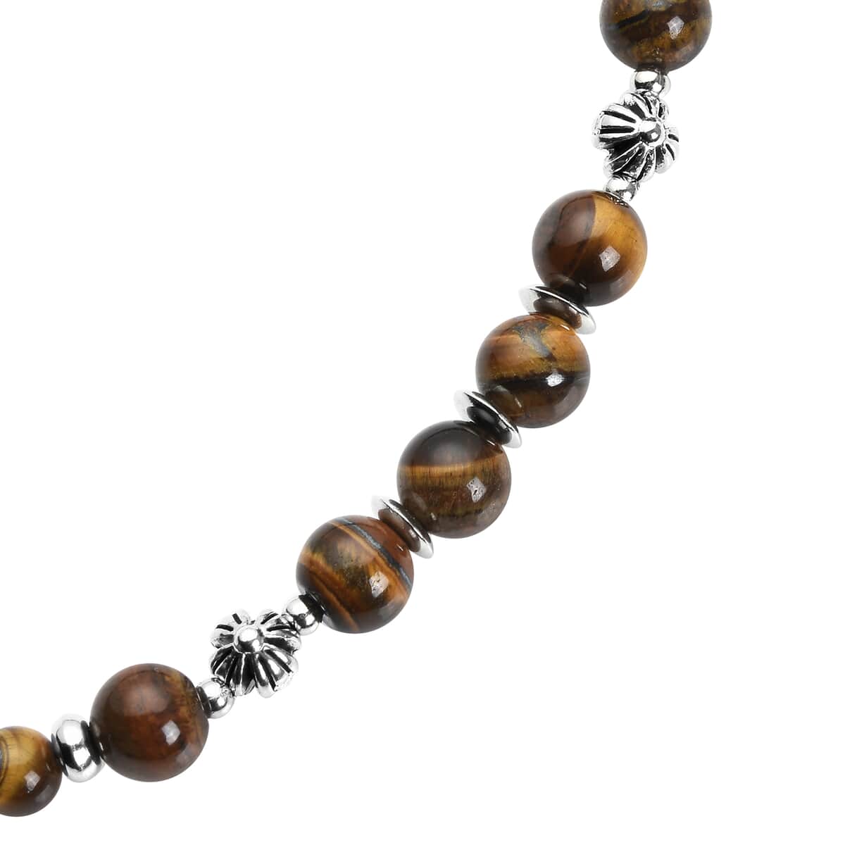 Yellow Tiger's Eye and Resin 143.00 ctw Beaded Necklace in Silvertone 18-20 Inches image number 3