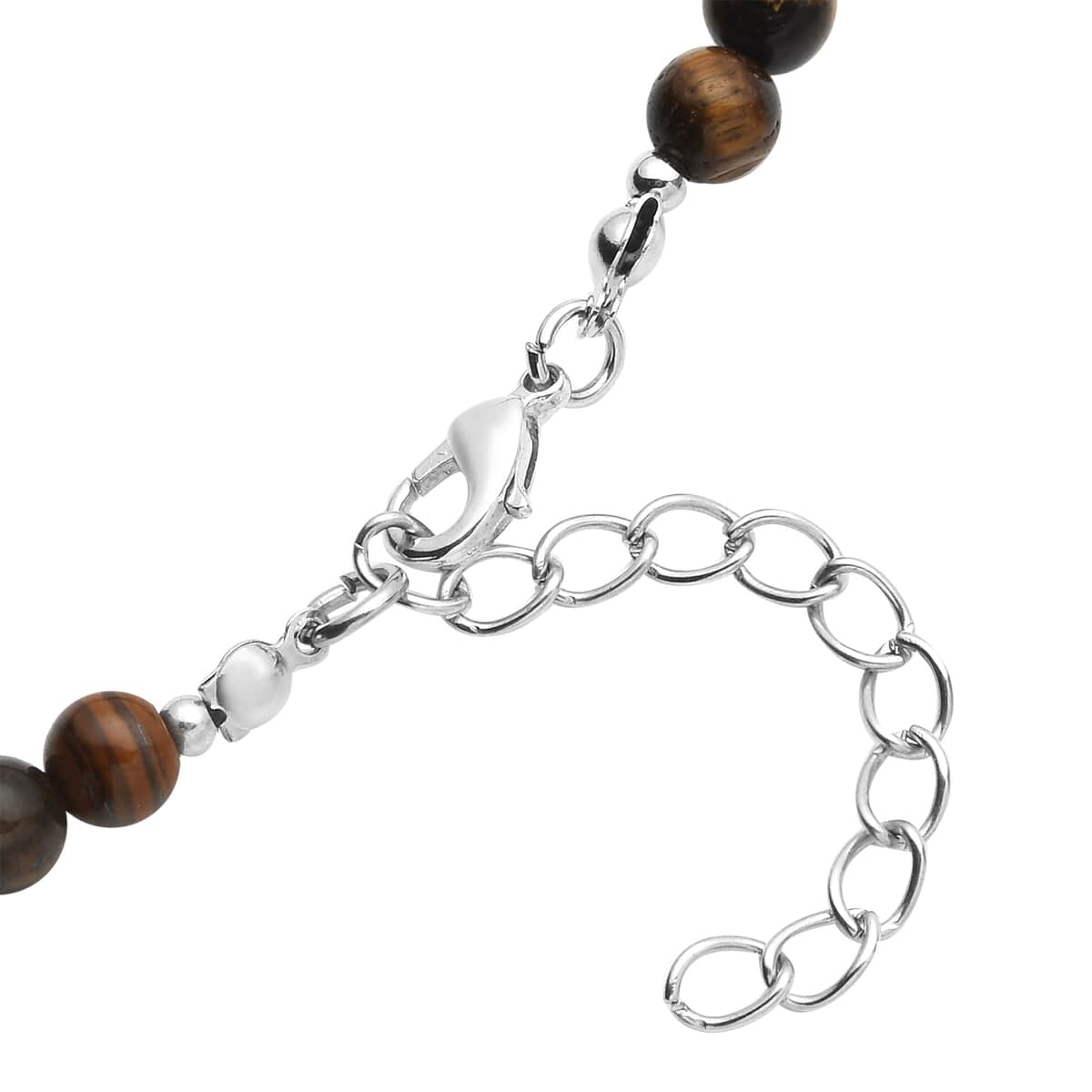 Yellow Tiger's Eye and Resin 143.00 ctw Beaded Necklace in Silvertone 18-20 Inches image number 4