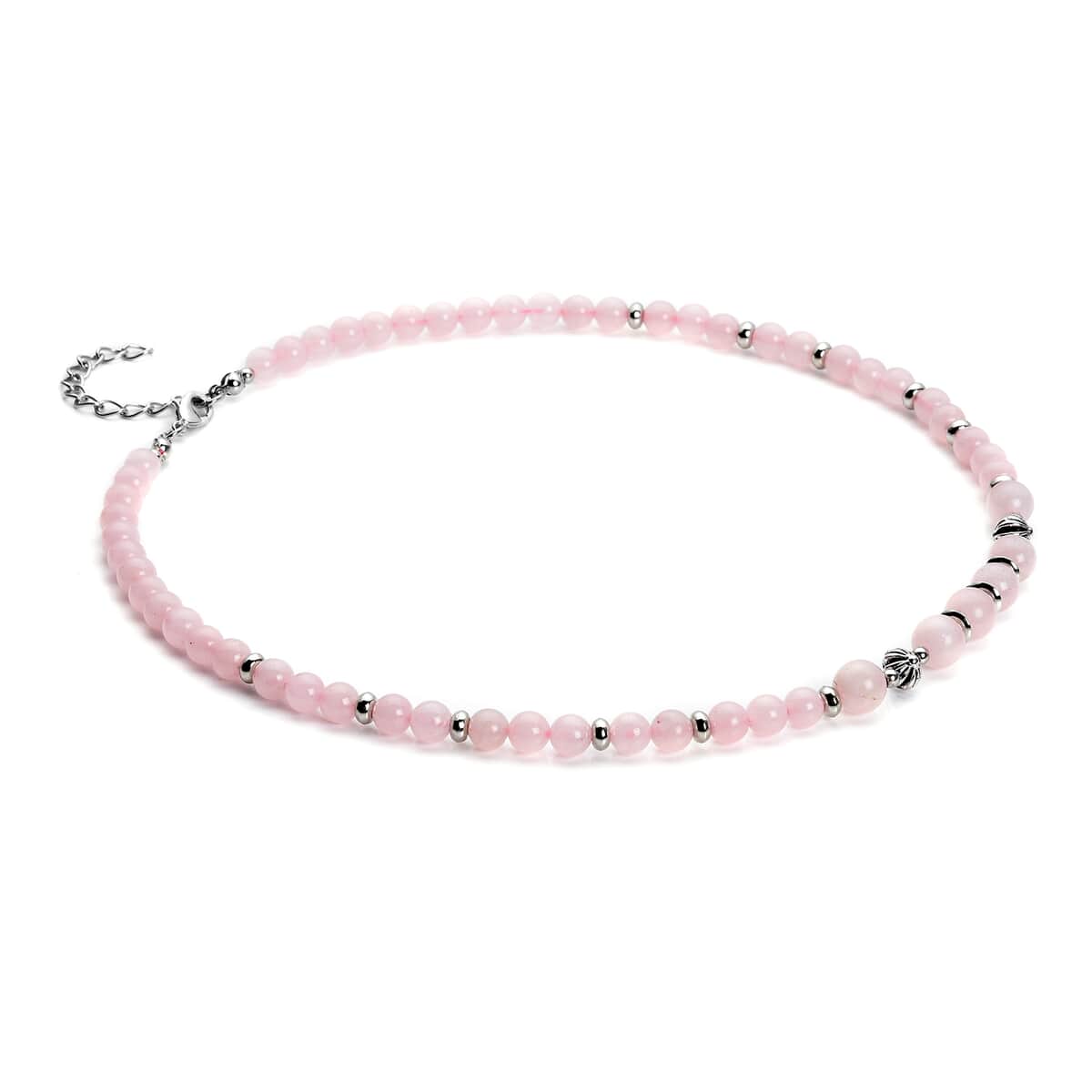 Galilea Rose Quartz and Resin Beaded Necklace 18-20 Inches in Silvertone 143.00 ctw image number 2