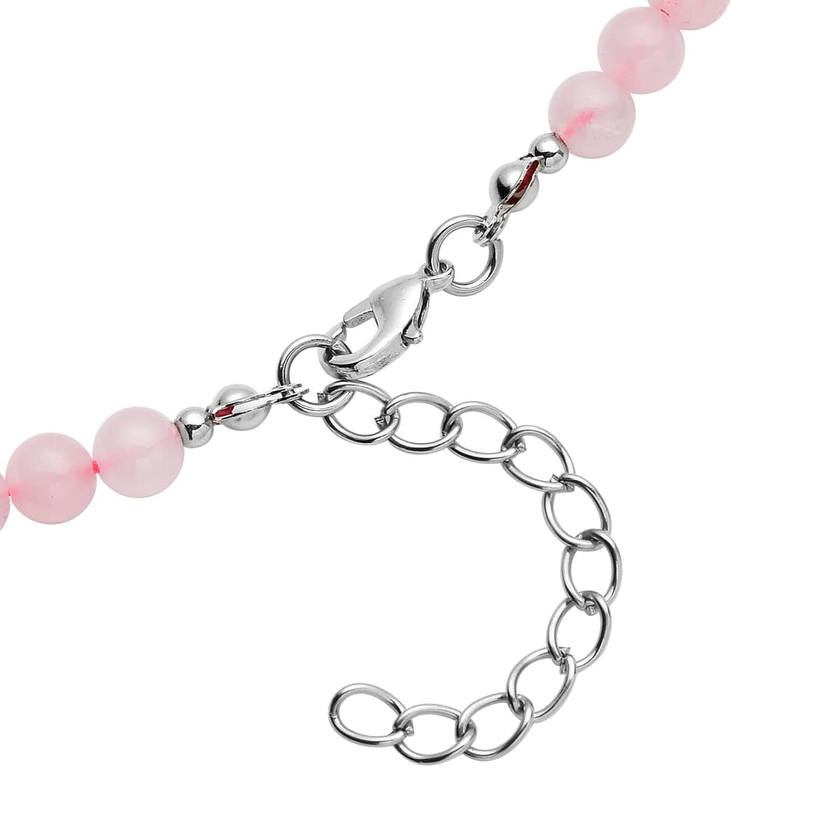 Galilea Rose Quartz and Resin Beaded Necklace 18-20 Inches in Silvertone 143.00 ctw image number 4