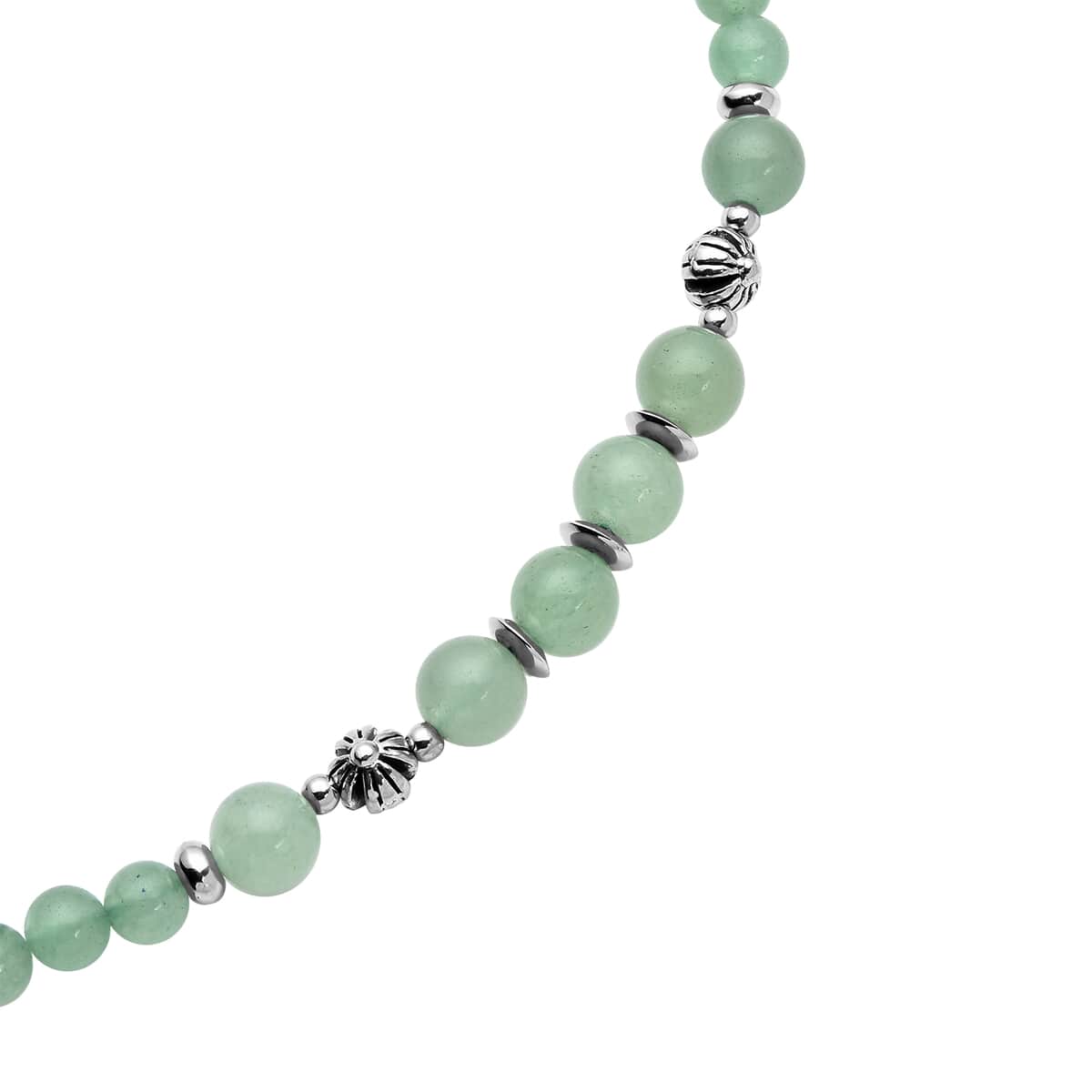 Green Aventurine and Resin Beaded Necklace 18-20 Inches in Silvertone 143.00 ctw image number 3