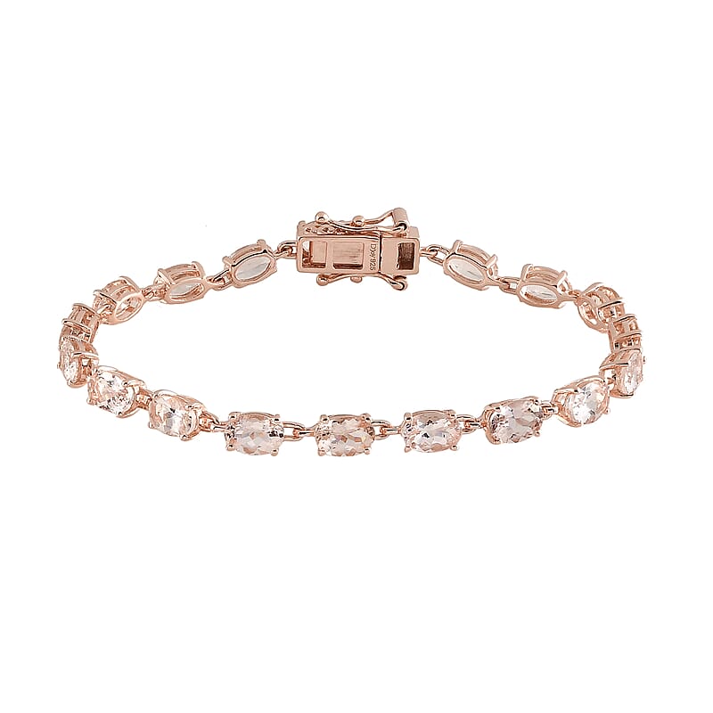 Marropino Morganite Tennis Bracelet in Vermeil Rose Gold Over Sterling Silver (6.50 In) 7.90 ctw