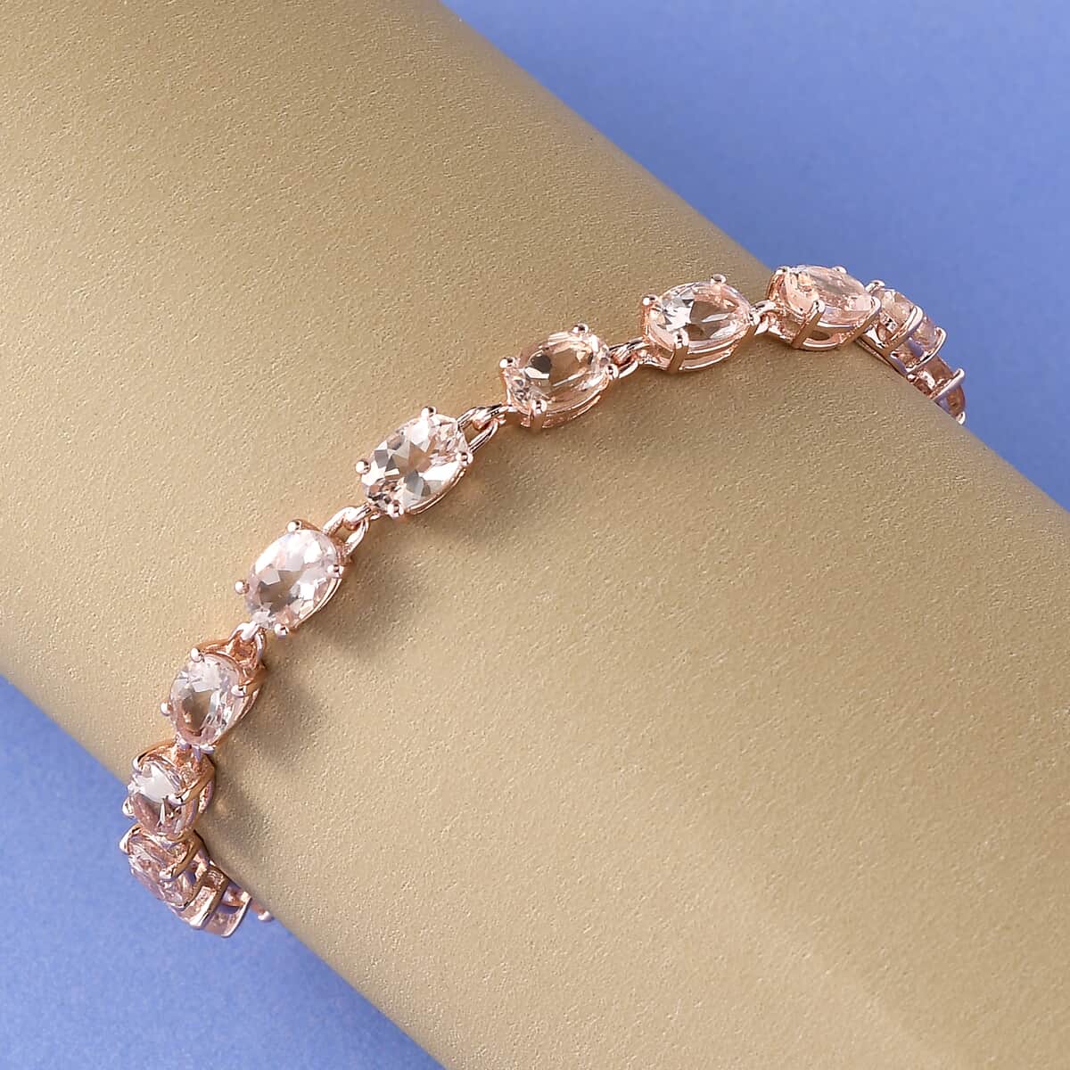 Marropino Morganite Tennis Bracelet in Vermeil Rose Gold Over Sterling Silver (8.00 In) 9.65 ctw image number 1