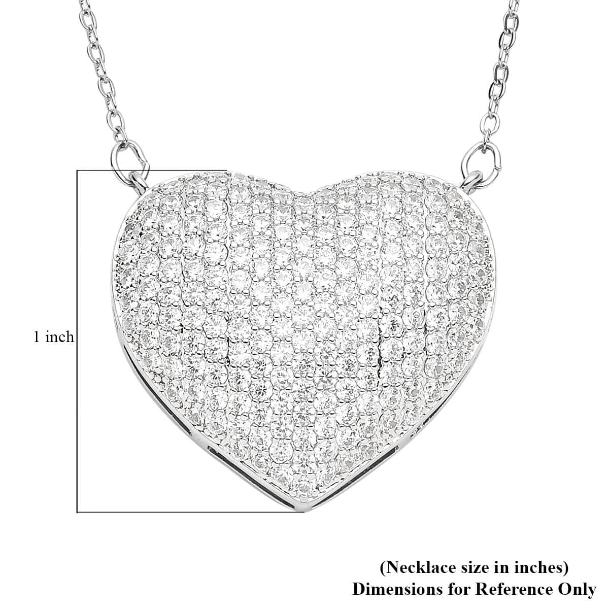 Simulated White Diamond Heart Necklace 20-22 Inches in Silvertone 3.00 ctw image number 6