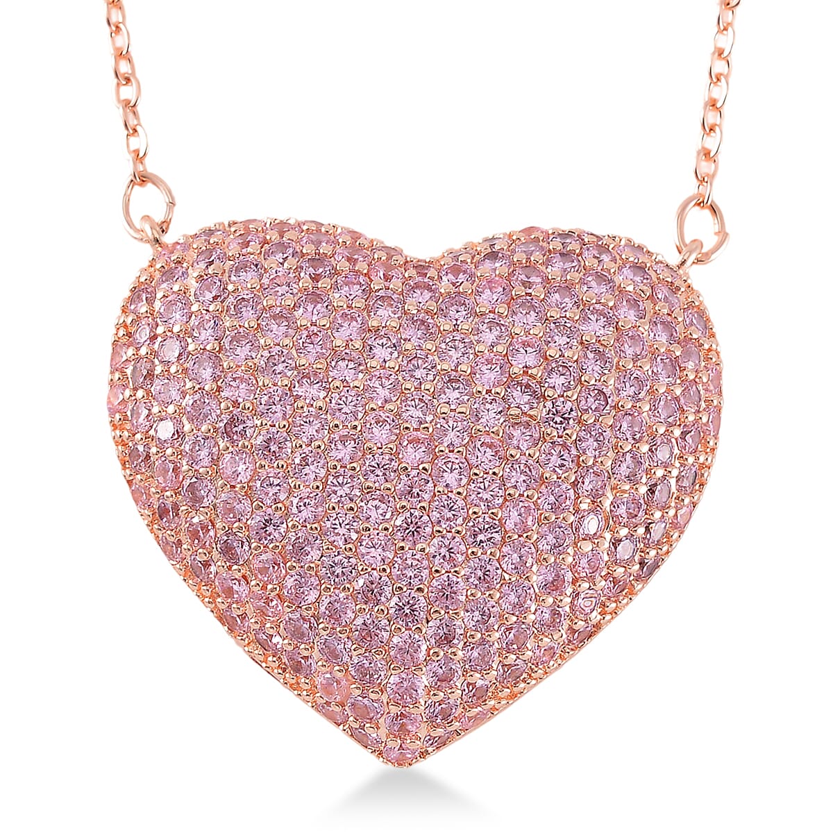 Simulated Pink Diamond Heart Necklace 20-22 Inches in Rosetone 3.00 ctw image number 0