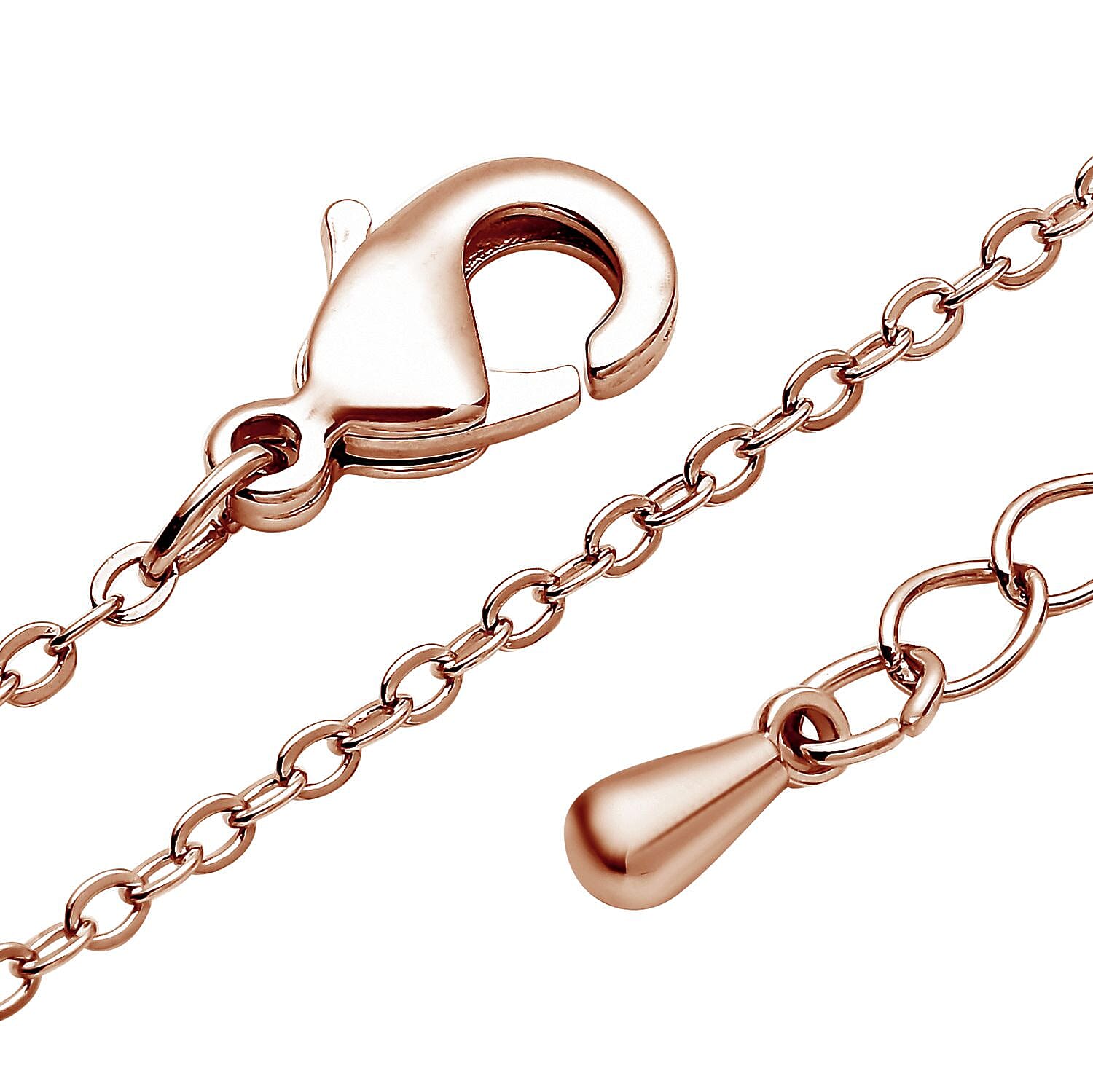 Simulated Pink Diamond Heart Necklace 20-22 Inches in Rosetone 